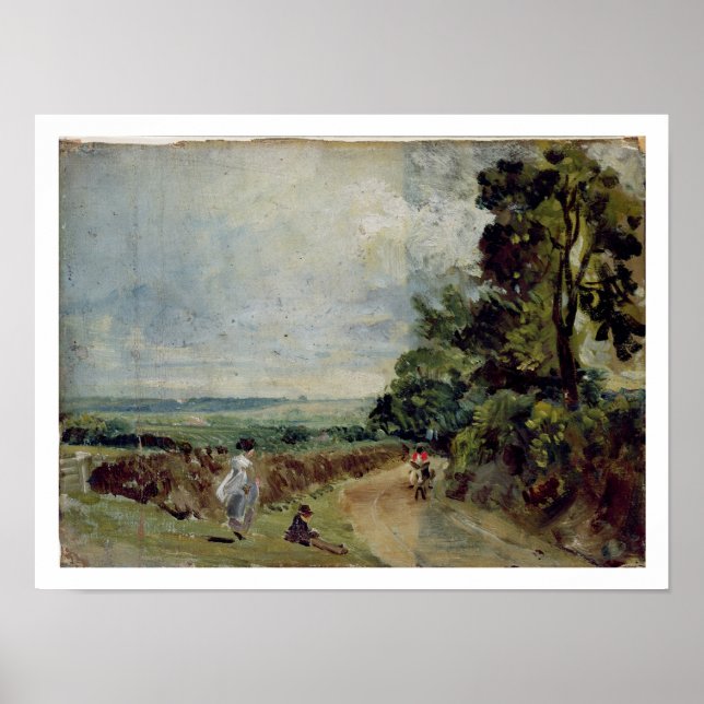 Pôster A Country road with trees and figures (Frente)