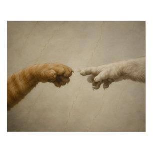 Pôster A Criação de Adão Gatos Arte Paródia Renascimento