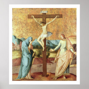Poster A crucificação com o Virgin e o St John o Ev