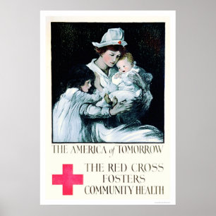 Poster A cruz vermelha promove a saúde da comunidade