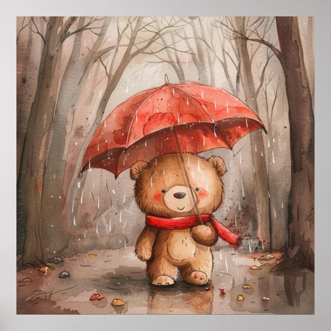 Poster A Cute Teddy Bear in The Rain (Frente)