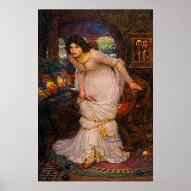 Poster A Dama de Shalott Olhando para Lancelot (Frente)