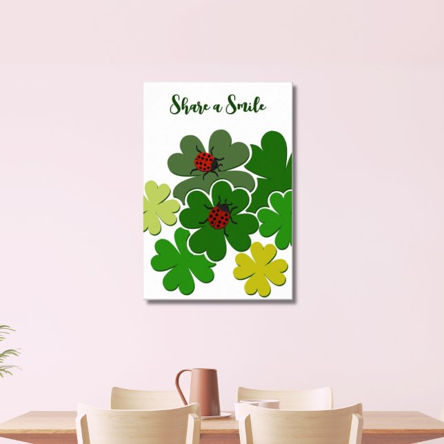 Poster A Dama do Vestido Verde e Branco Compartilha Um So (Share a Smile, Clover & Ladybugs)