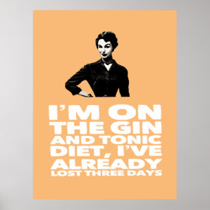 Poster A dama vintage da Dieta Gin e Tonic