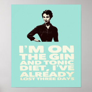 Poster A dama vintage da Dieta Gin e Tonic