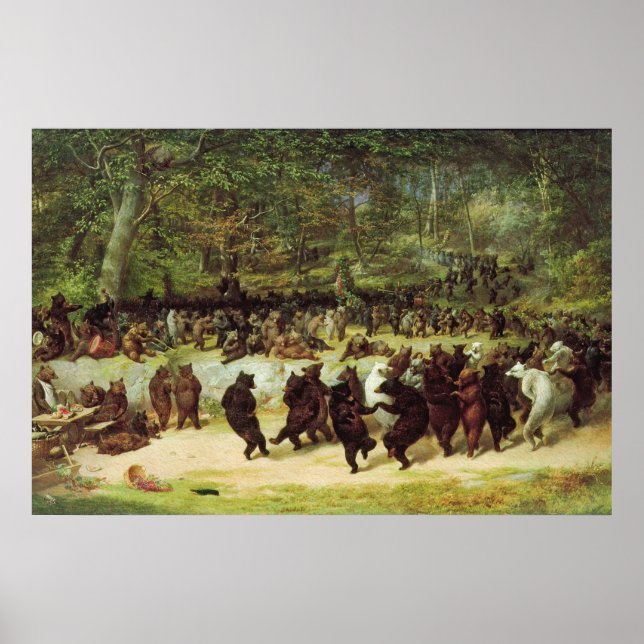 Poster A dança do urso por William Holbrook Beard (Frente)