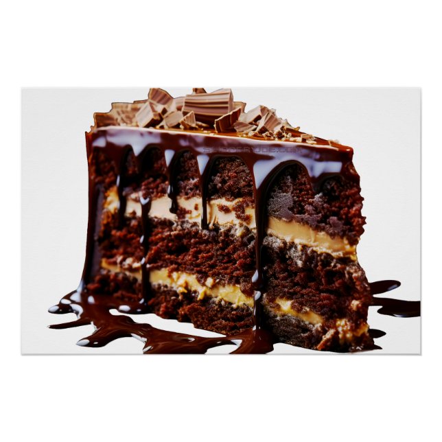 Pôster A decadência do bolo de chocolate puro do Slippery (Frente)