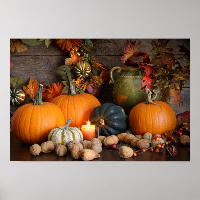 Pôster A Decoração Da Colheita De Vida Para Ação De Graça (Frente)