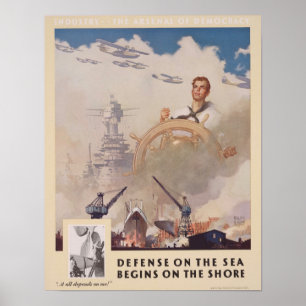 Poster A defesa da WWII no Mar começa na orla