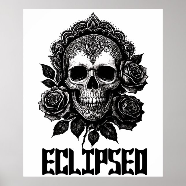 Poster A detailed skull adorned with intricate patterns (Frente)