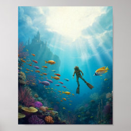 Poster A diver discovers a castle in the reef