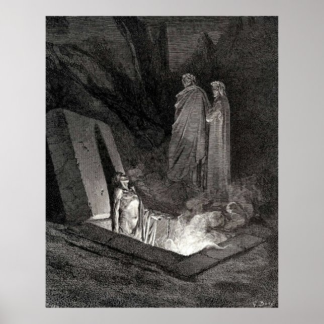 Poster A Divina Comédia Gustave Dore Dante Woodcut illus (Frente)