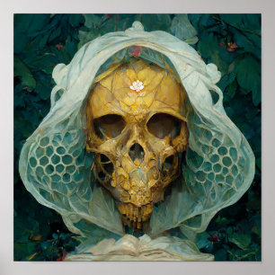 Poster A Drone Bee Skull Fantasy Sci-Fi