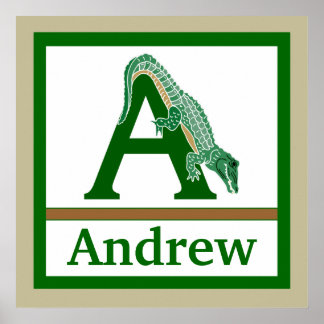Pôster A é para Alligator e Boy Name Wall Art para Crianç