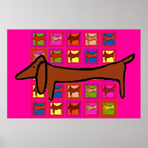 Pôster A edredão famosa do abstrato do Dachshund