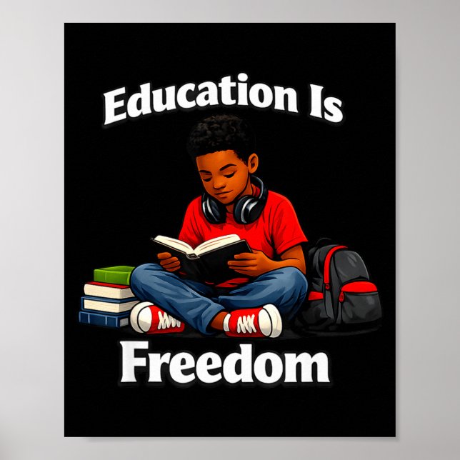 Poster A educação é liberdade leitura design história neg (Frente)