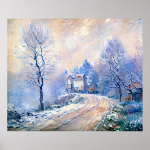 Poster A entrada de Giverny sob a neve