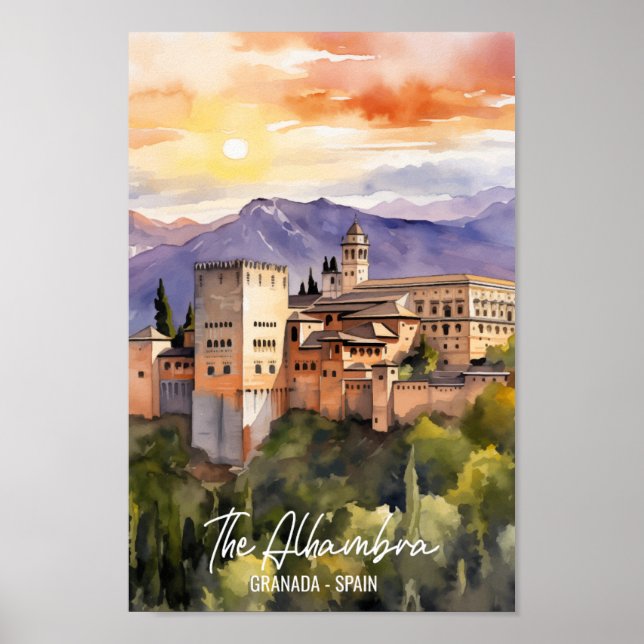 Poster A Espanha Familiar da Viagem de Alhambra (Frente)