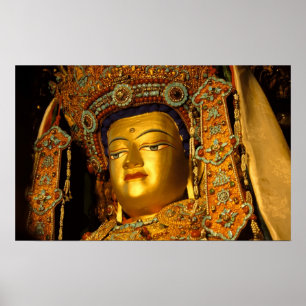 Poster A estátua de Jowo Buddha dourada, o Templo Jokhan