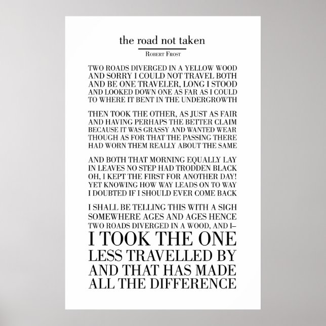 Poster A estrada não levada por Robert Frost (Frente)