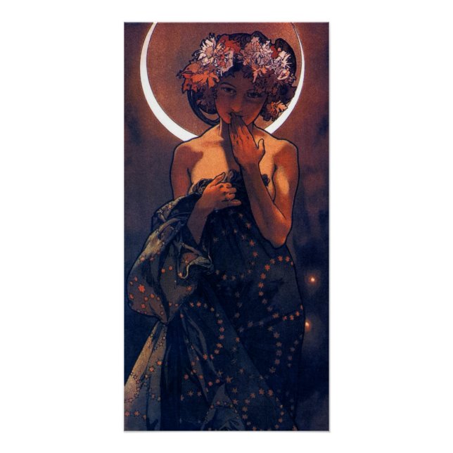 Pôster A estrela noturna, nouveau art de Alfons Mucha (Frente)