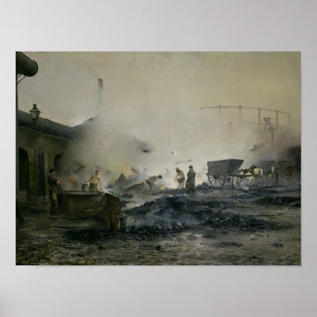 Pôster A Fábrica de Gás em Courcelles, 1884 (Frente)