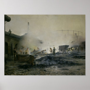 Pôster A fábrica do gás em Courcelles, 1884