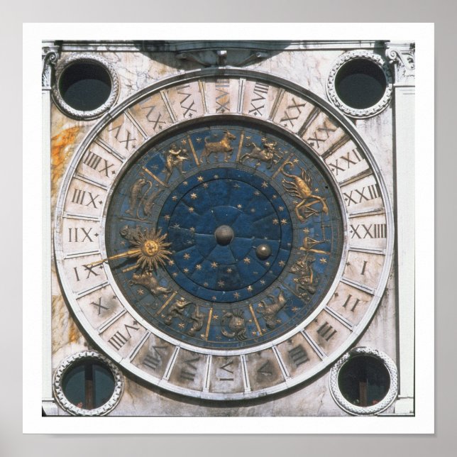 Pôster A face do relógio de ouro e esmalte, design inicia (Frente)