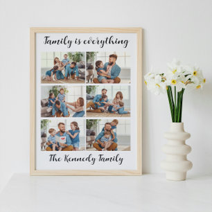 Poster A família é tudo Colagem de Fotos Nome Personaliza