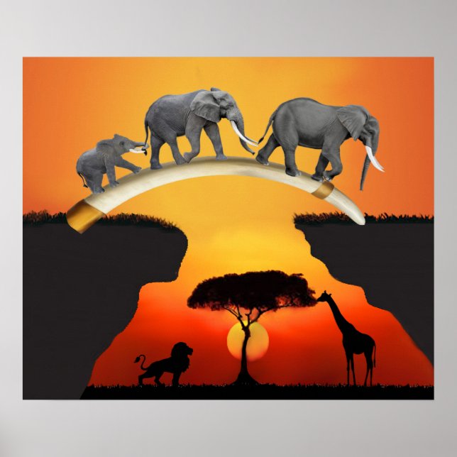 POSTER A FAMÍLIA ELEFANTE AFRICANA (Frente)