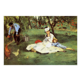 Pôster A família Monet no seu jardim Edouard Manet