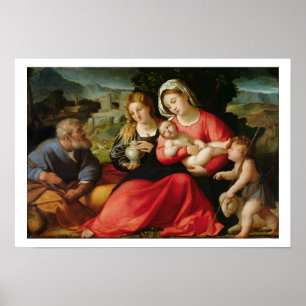 Pôster A família santamente, c.1508-12 (óleo em canvas)