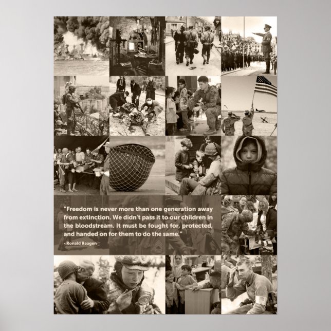 Poster A famosa citação da Liberdade de Reagan. Imagens C (Frente)