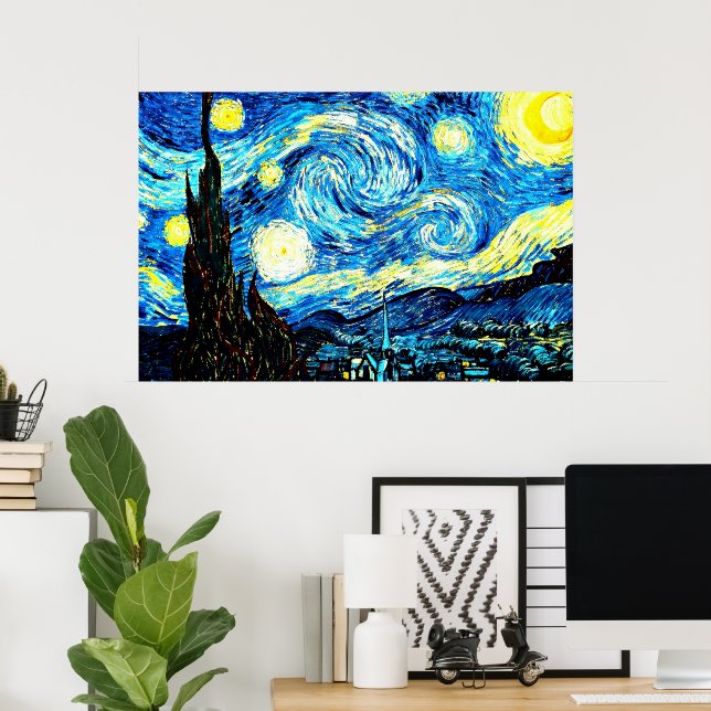 Poster A famosa pintura de Van Gogh, Starry Night, (Escritório em casa)
