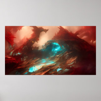 Poster A fantasia vermelha do abstrato Dream