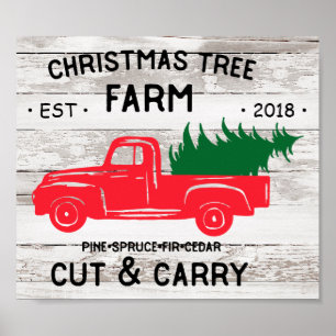 Poster A fazenda de árvore do Natal com o vintage