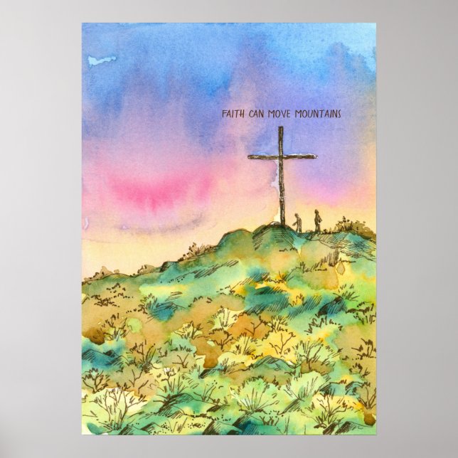 Poster A fé pode mover as montanhas através do inspirador (Frente)