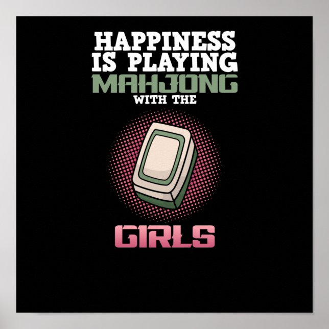 Poster A Felicidade Está Jogando Jogos Jogadores De Mahjo (Frente)
