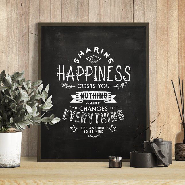 Poster A felicidade muda tudo o que é uma citação inspira (Happiness Changes Everything Inspirational Quote Poster)
