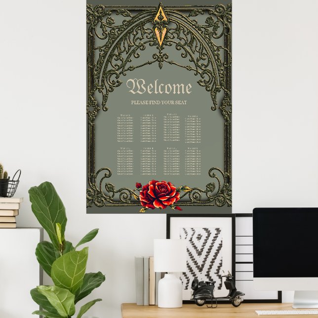 Poster A flor vermelha, a flor da afeição (Escritório em casa)