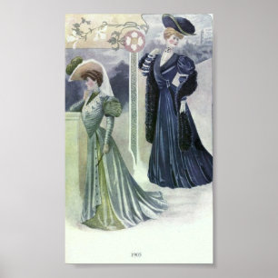 Pôster A forma 1900's das mulheres do vintage