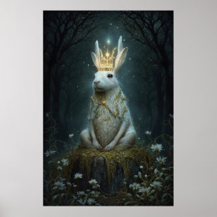 Poster A four-eared crowned hare sits on a stump
