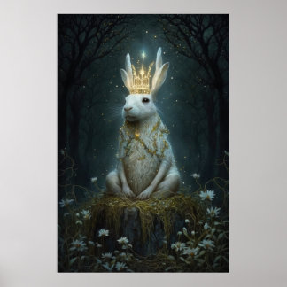 Poster A four-eared crowned hare sits on a stump
