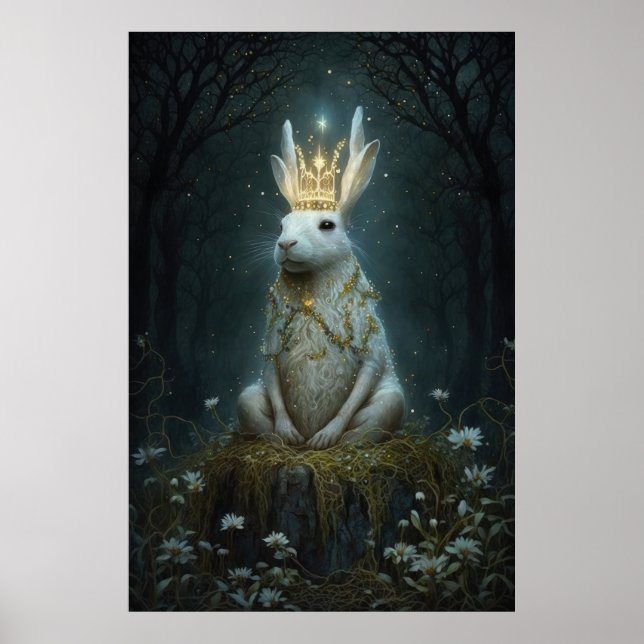 Poster A four-eared crowned hare sits on a stump (Frente)