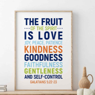 Poster A Fruta Do Espírito É O Amor, Galatianos 5:22-23