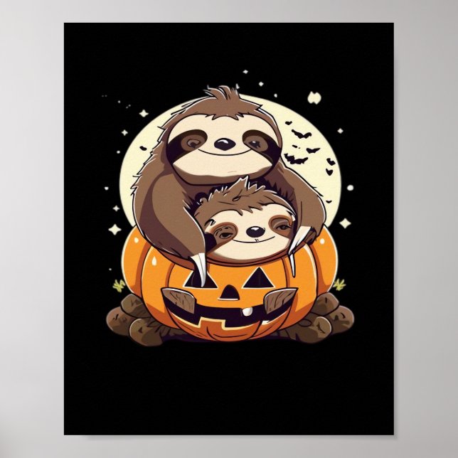 Poster A funny sloth celebrating Halloween Essential T-Sh (Frente)