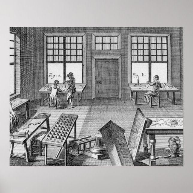 Poster A furniture inlayer's workshop, from the 'Encyclop (Frente)