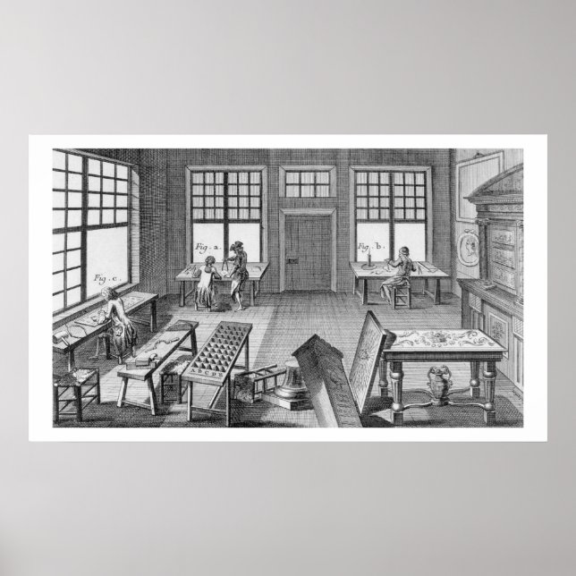 Poster A furniture inlayer's workshop, from the 'Encyclop (Frente)