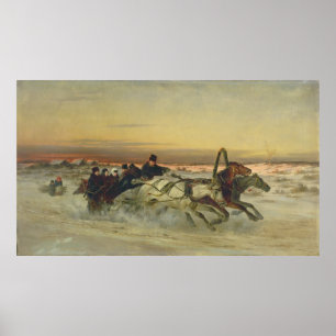 Pôster A Galloping Winter Troika at Dawn