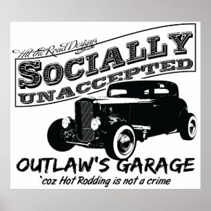 Pôster A garagem do fora da lei. Hot rod social